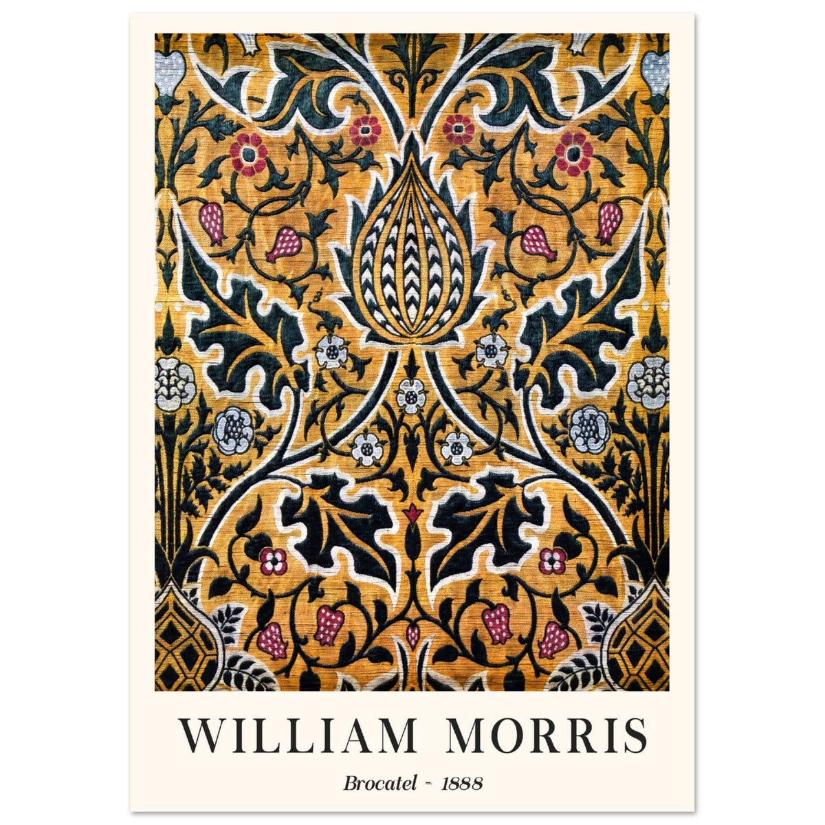 Artfulprints Poster William Morris - Brocatel 1888  - A4 21x29.7 cm - Goud
