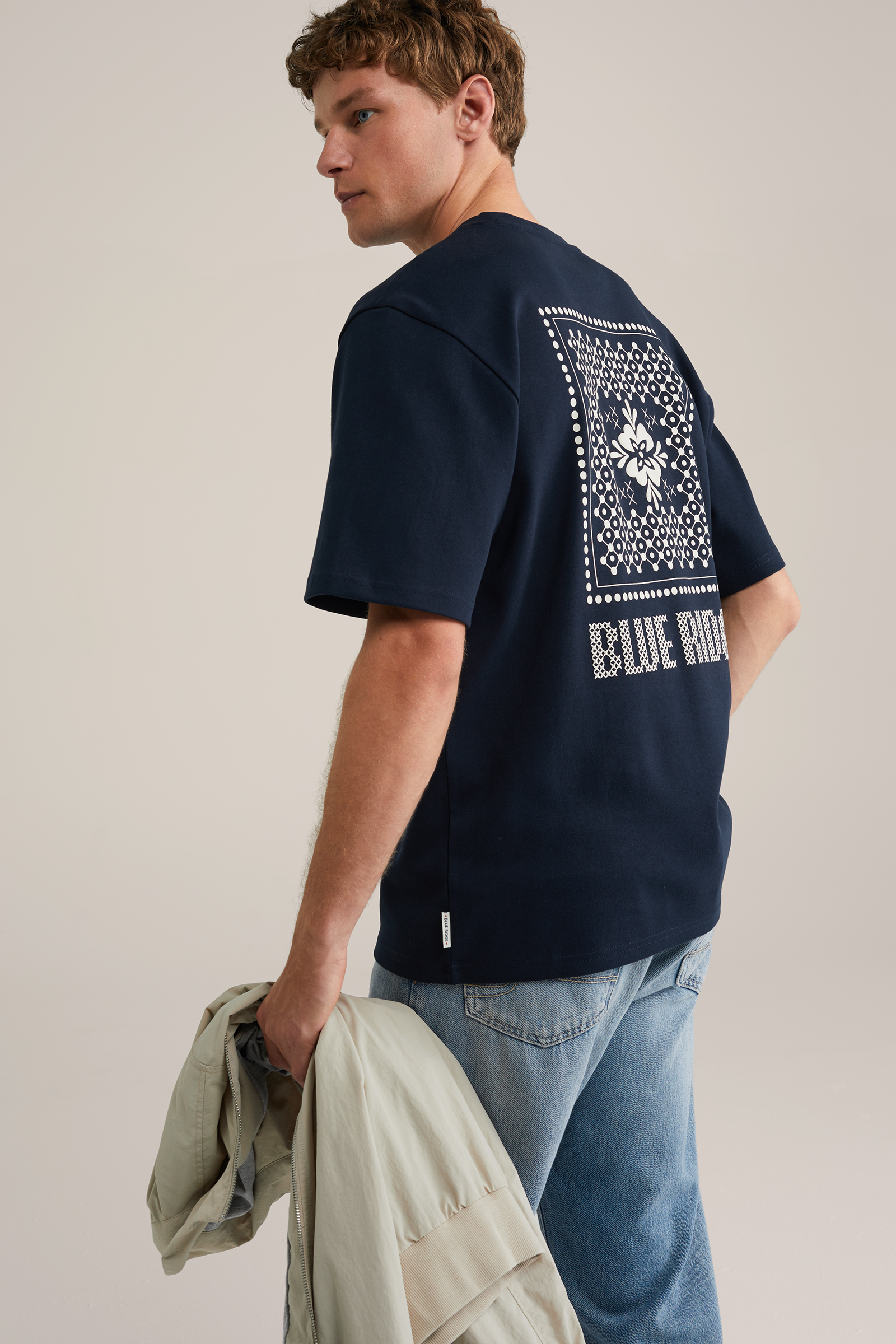 Heren Heavyweight loose fit T-shirt met print