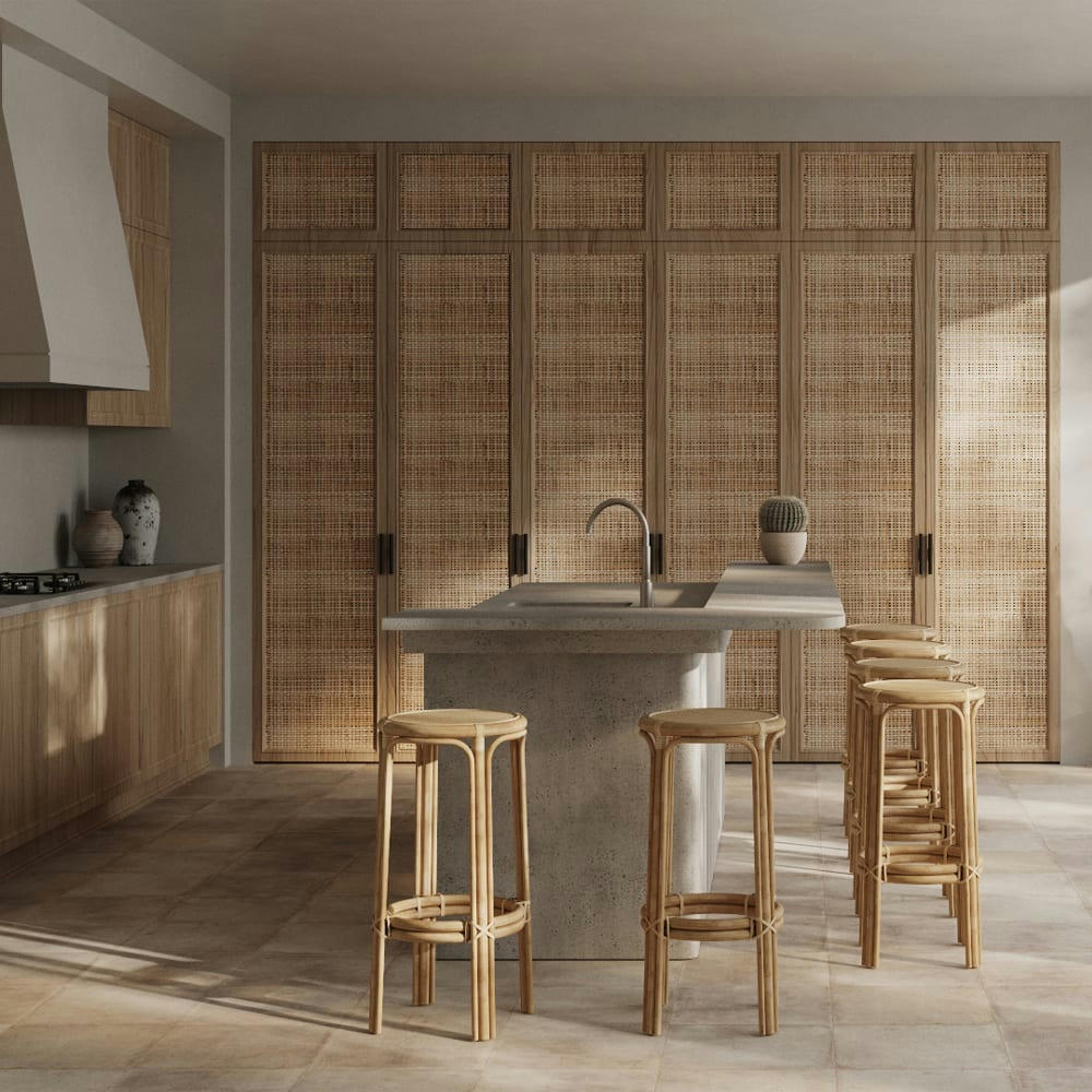 VANIA - Tabouret de bar 75 cm en rotin