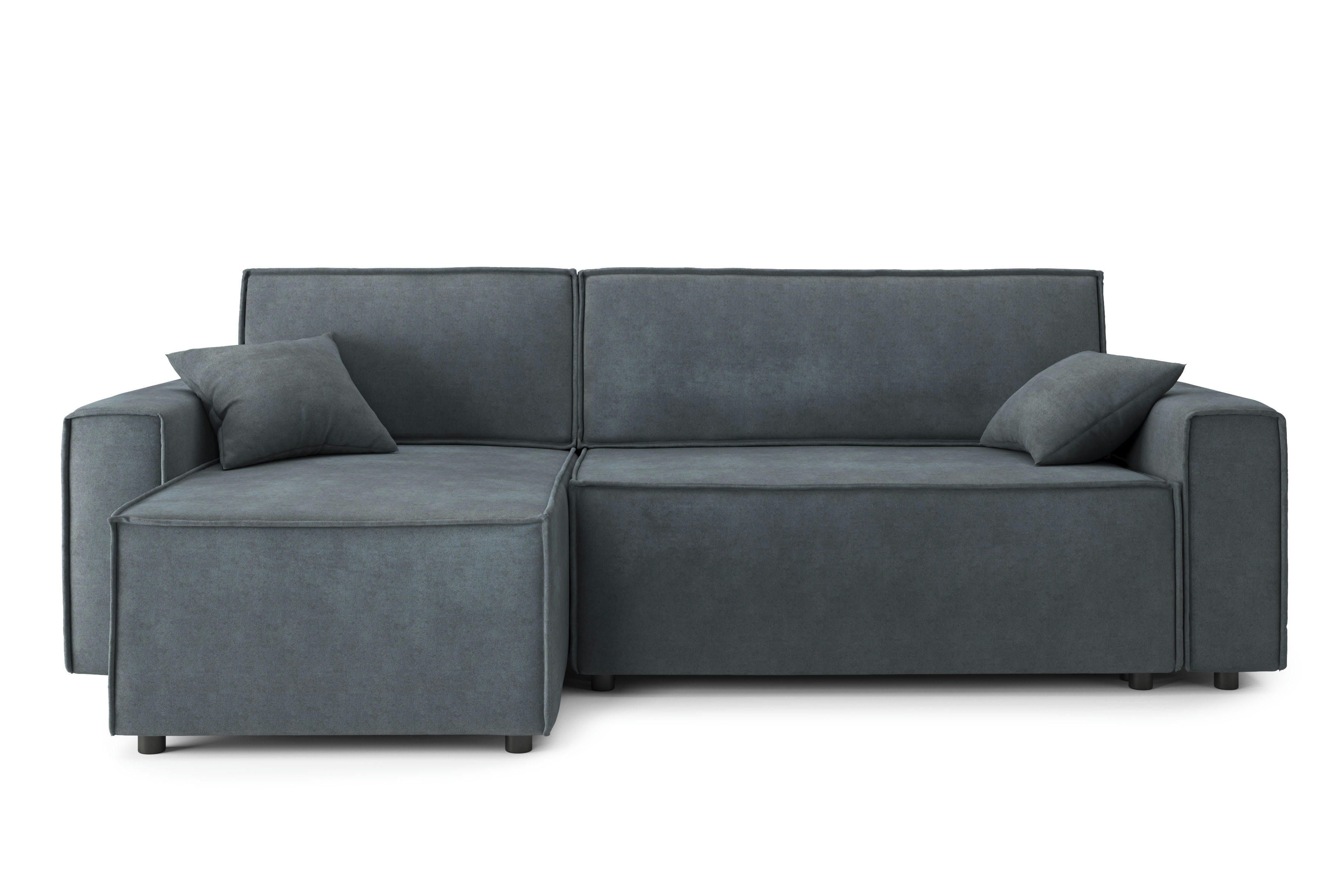 MIRA - Canapé d'angle convertible en velours 4 places gris souris