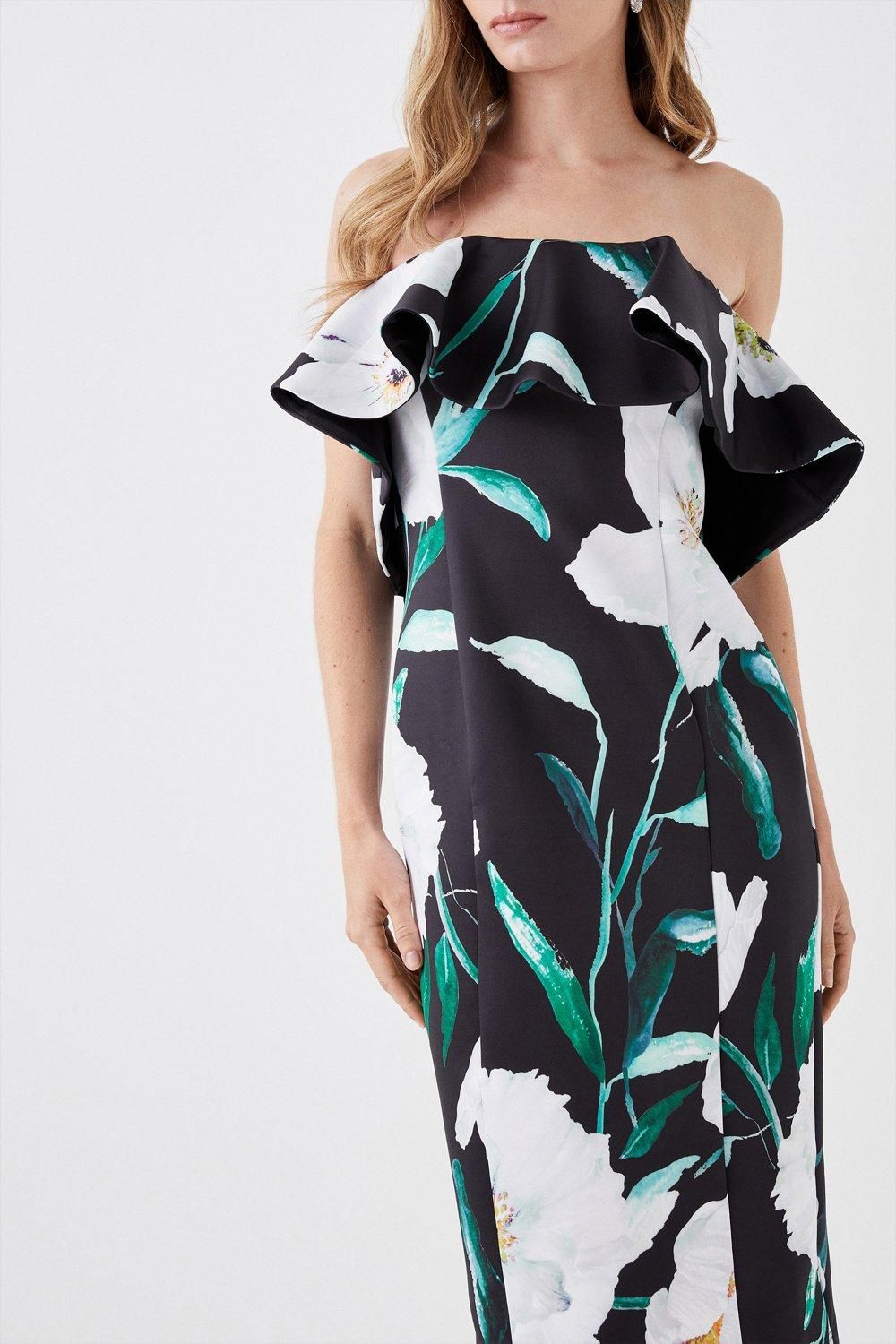 Coast Petite Printed Ruffle Bandeau Dress