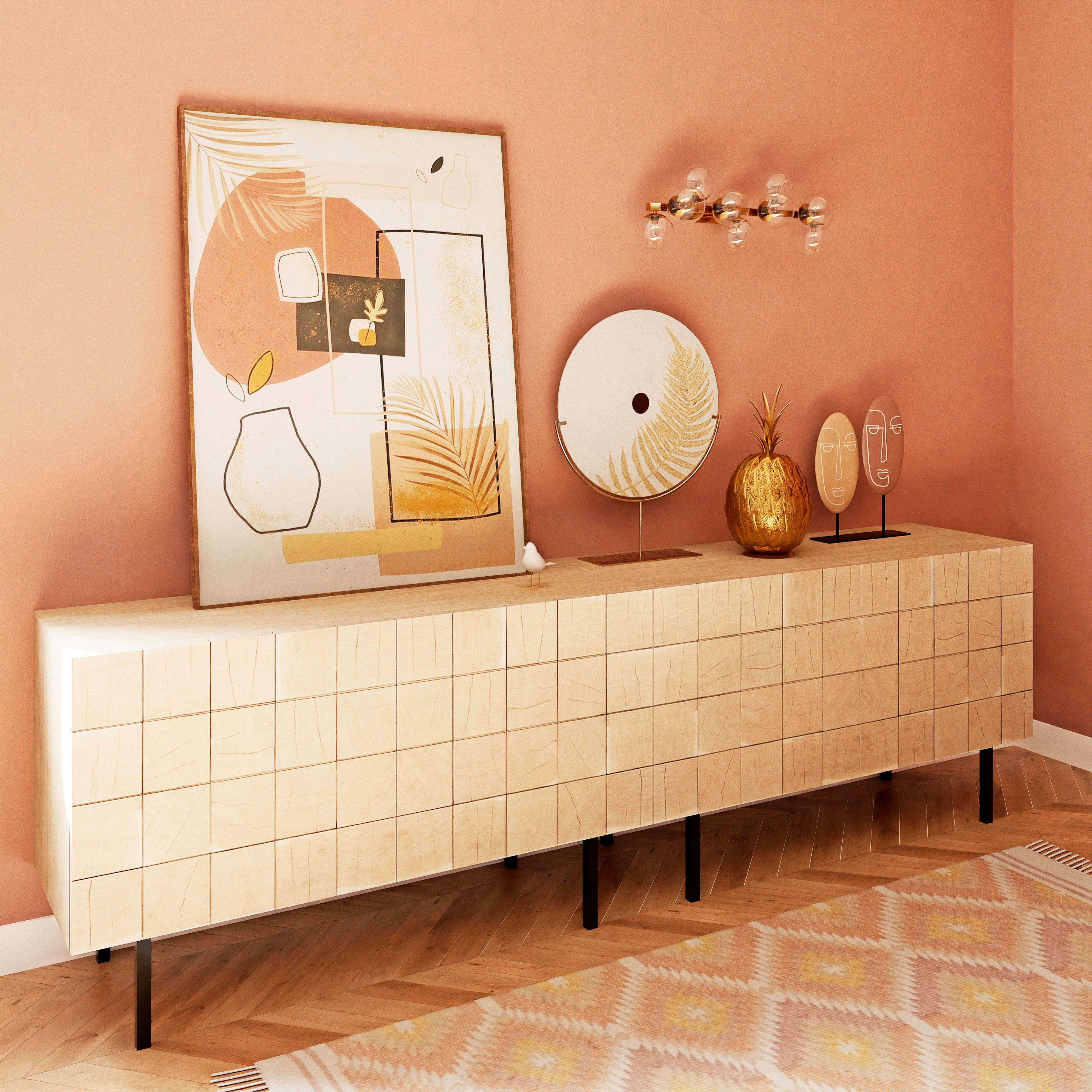 MINORQUE - Statue disque en métal doré et résine blanche et dorée H65