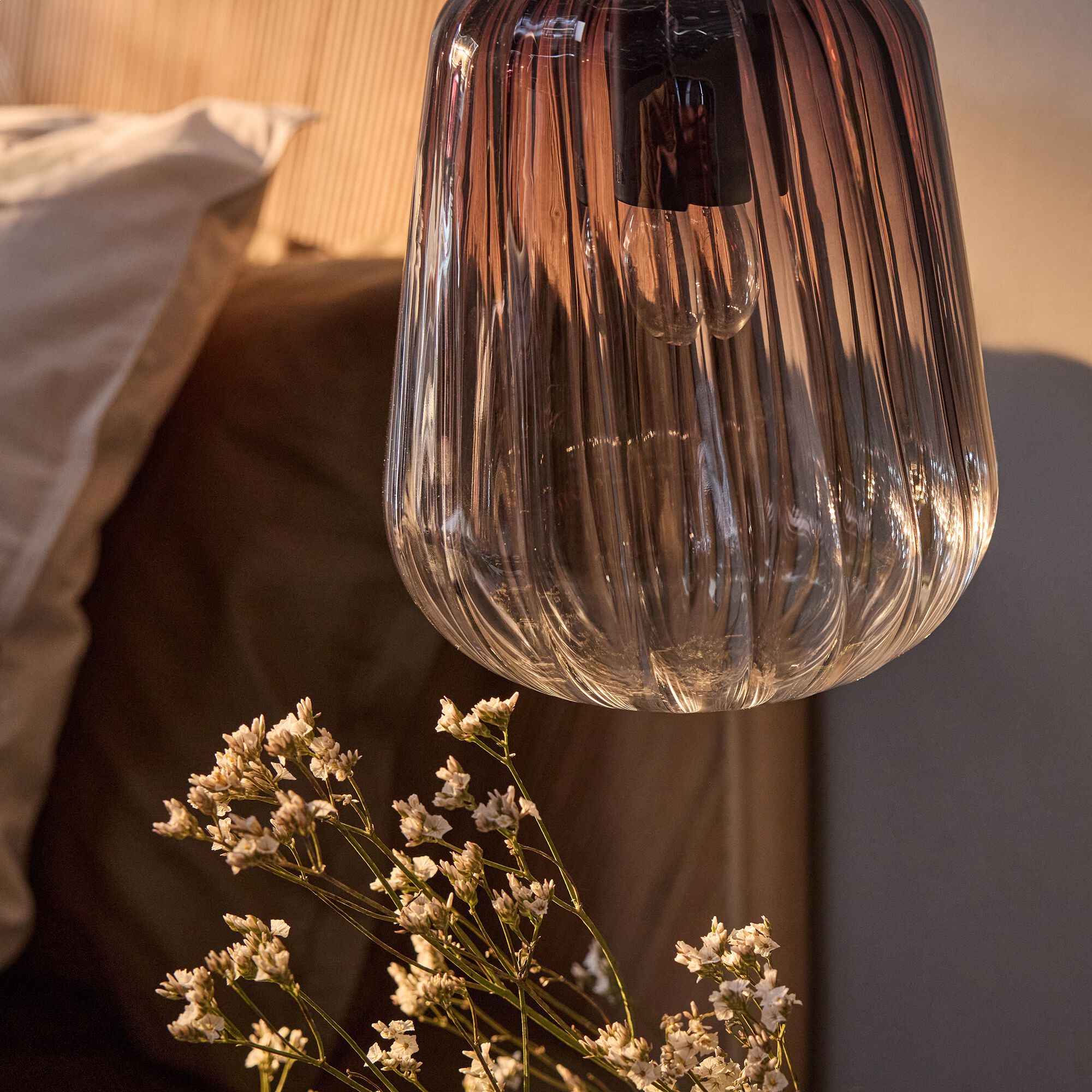 ORAMIA - Suspension électrifiée en verre D17,5cm - gris