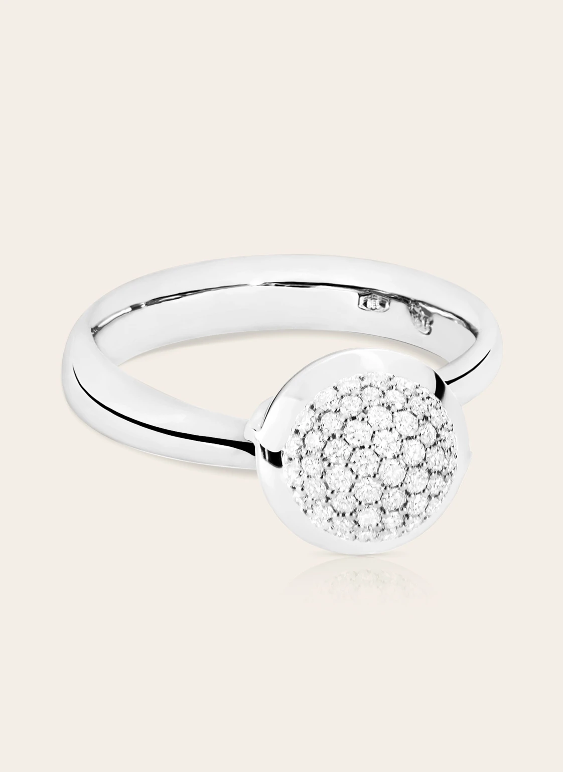 TAMARA COMOLLI Ring RING BOUTON SMALL DIAMOND PAVÉ aus 18K Weißgold mit Diamant Pavé