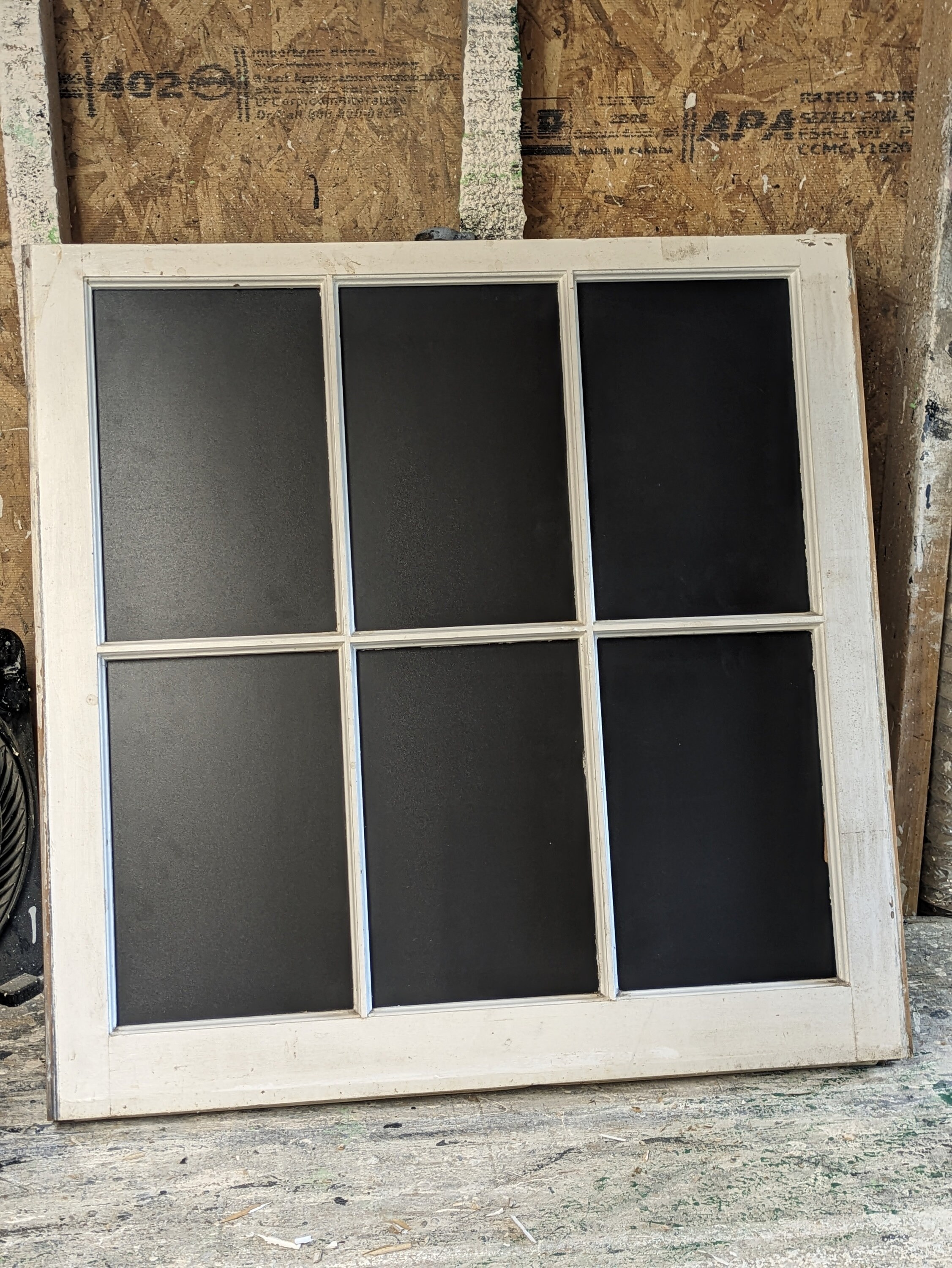 Vintage antique farm window sash frame 6 pane 28x28 rustic distressed shabby wedding decor, calendar, organizer, restaurant decor chalkboard