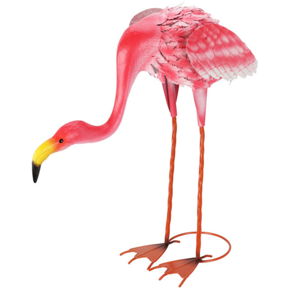 Zestaw 2 metalowych flamingów ogrodowych różowych 57 cm