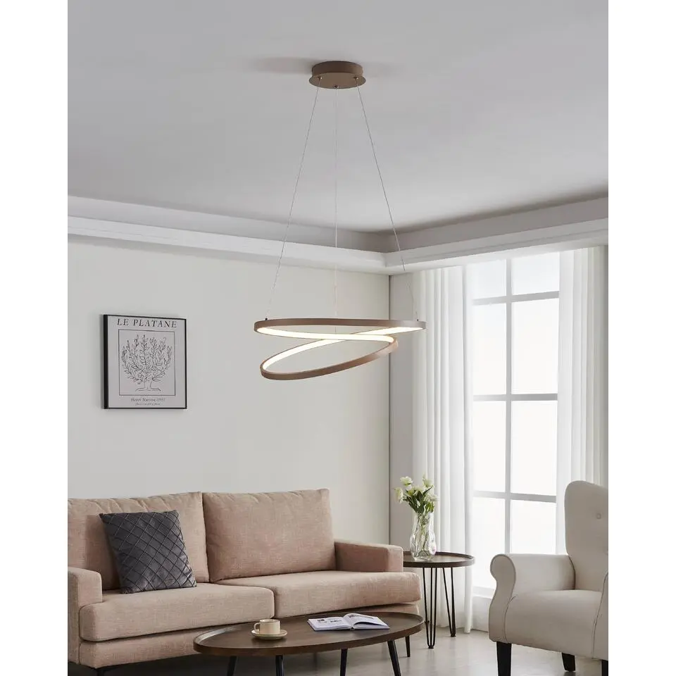 EGLO Ruotale Hanglamp - LED - &Oslash; 55 cm - Zandkleur/Beige/Wit