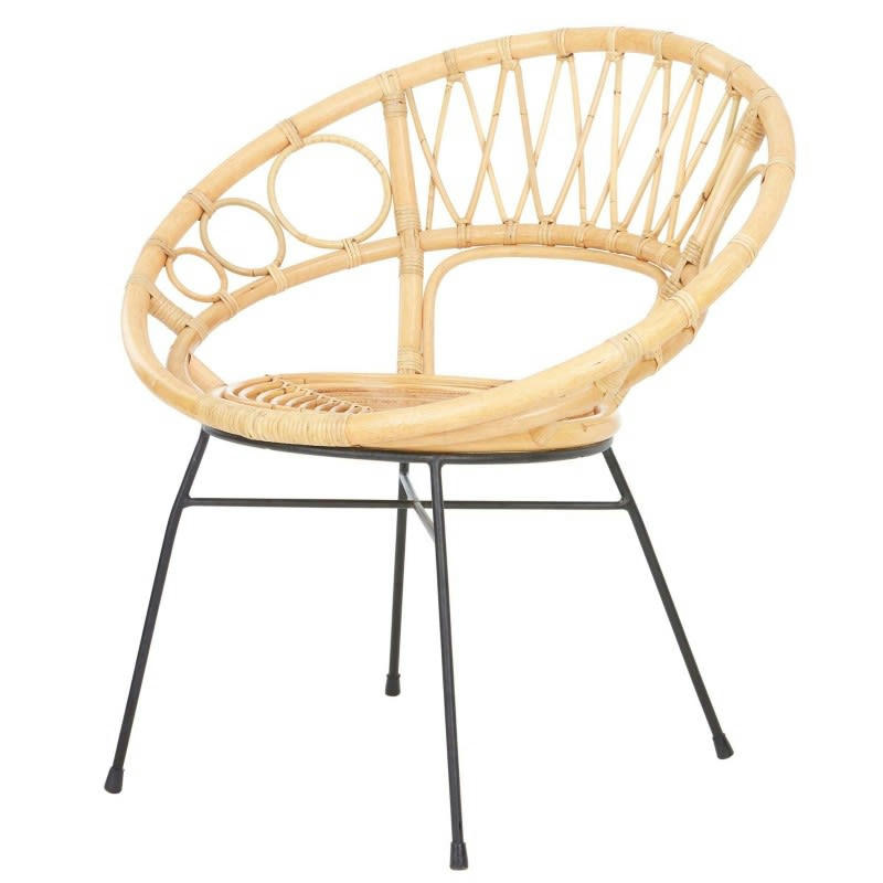 ANGEL - Fauteuil coquille en rotin beige