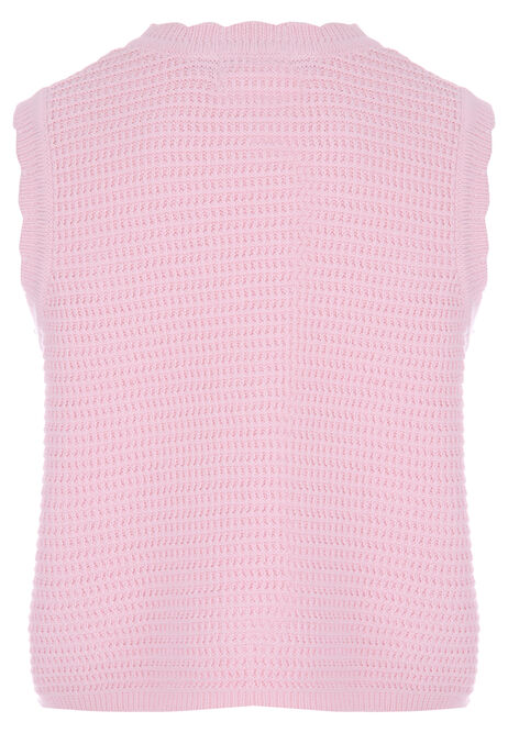 Womens Pink Crochet Shells Tank Jumper