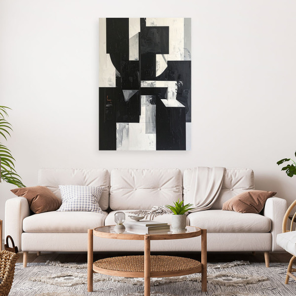 Obraz do salonu biura, Abstrakcyjna kompozycja czarno biały 20x30