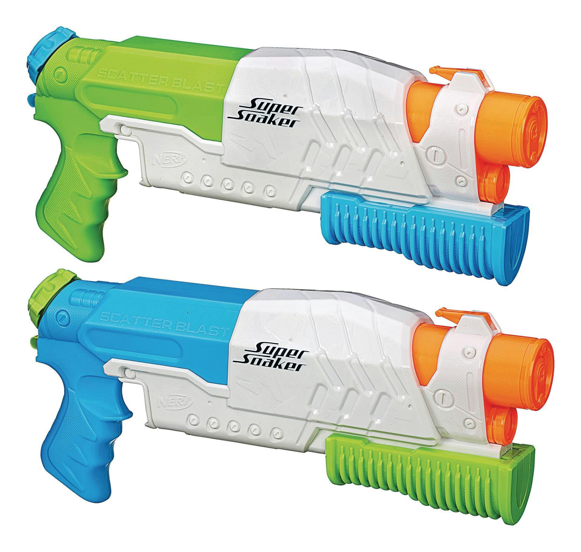 NERF Super Soaker Scatter Blast Water Blaster Set,  Outdoor Summer Water Toy, Age 6+, 2-Pk
