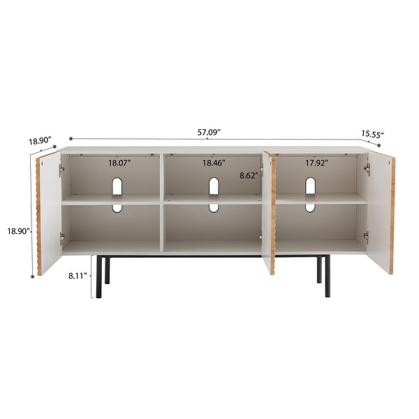 Roomfitters Mid Century TV Stand for TV's up to 65" with Wood Carved Geometric Designs - 59"