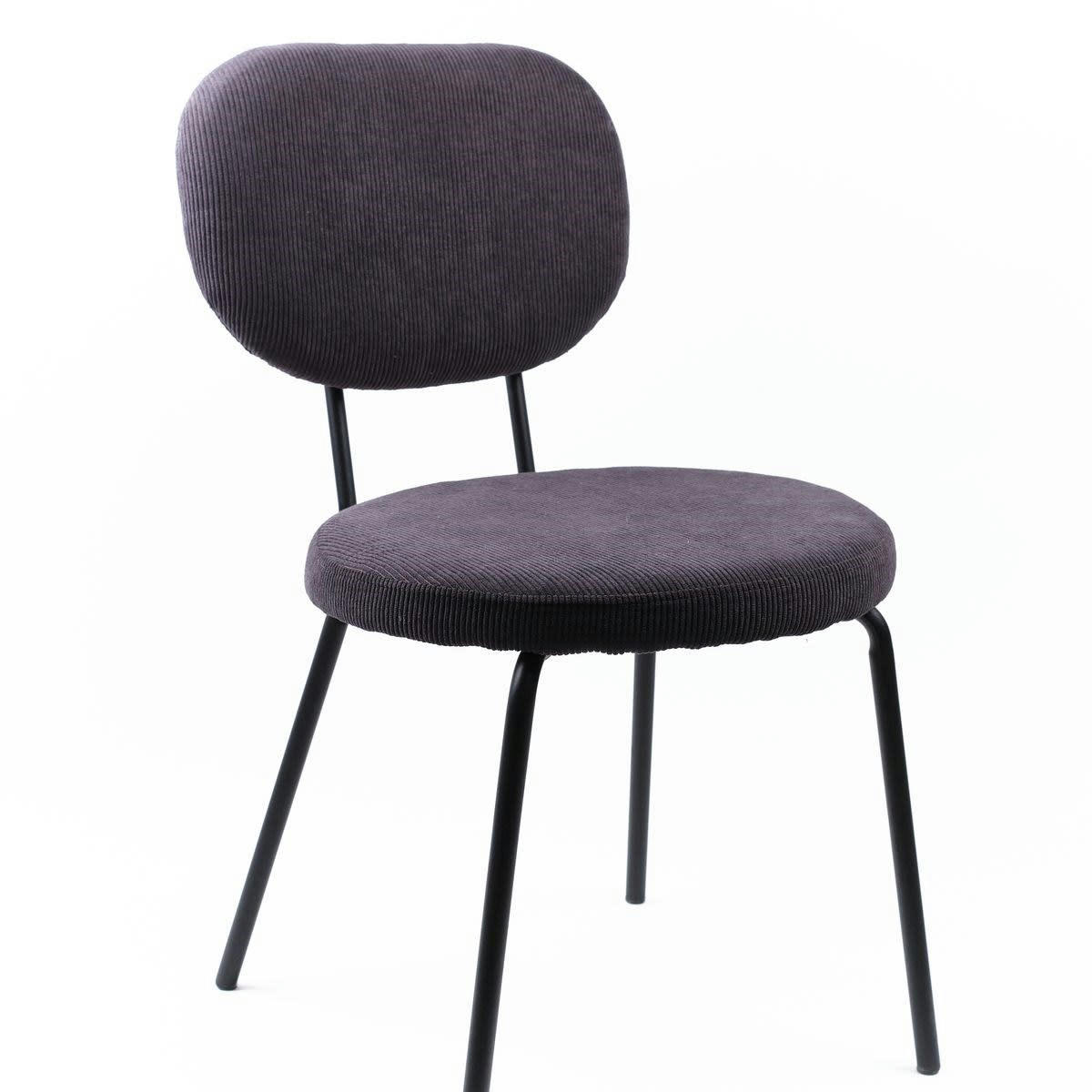 COZY - Chaise en velours côtelé gris et métal