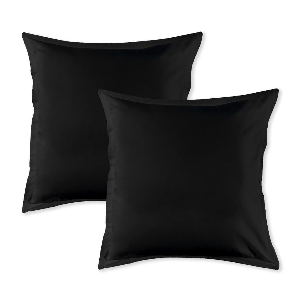 COTON UNIS - Lot de 2 taies d'oreiller coton  noir 64x64cm noir 64x64cm