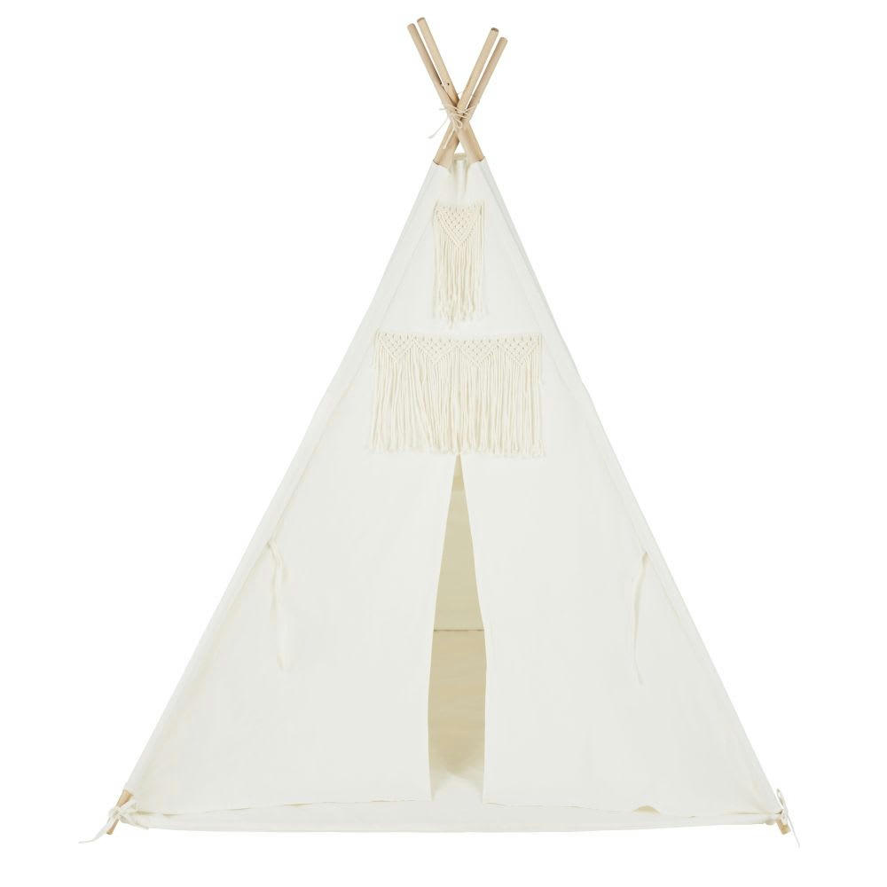 - Tipi enfant en coton et bois de pin blanc avec tapis