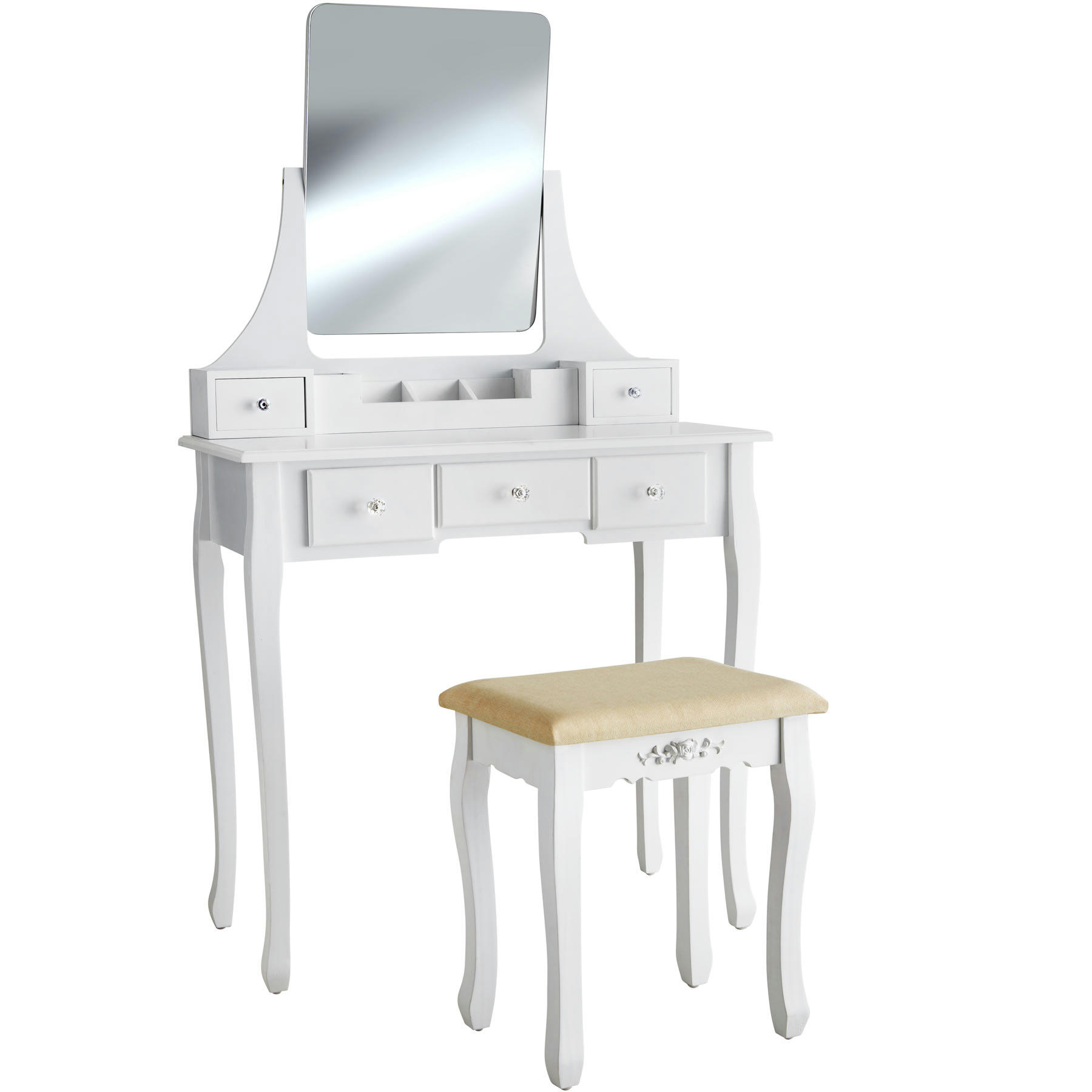 - Coiffeuse Table de maquillage avec Tabouret rembourré blanc