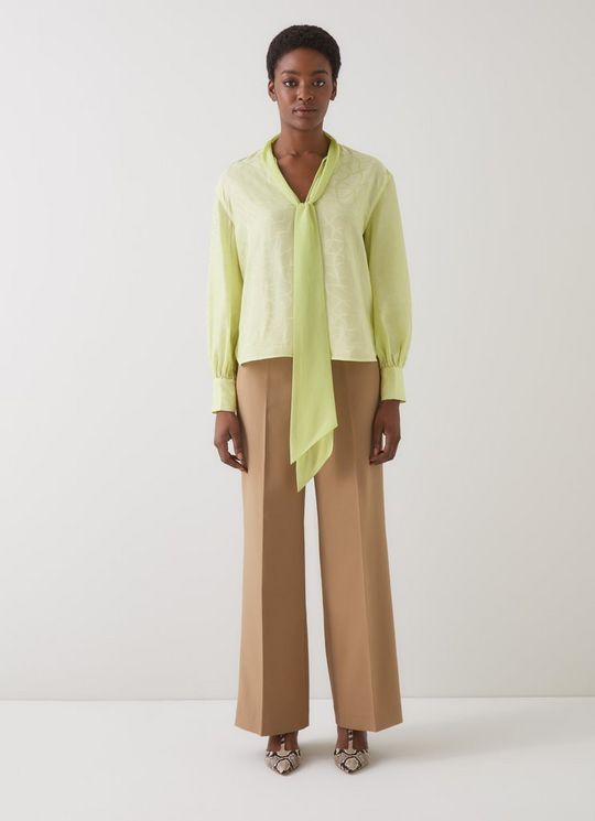 Maggie Green Jacquard Print Silk Blend Blouse