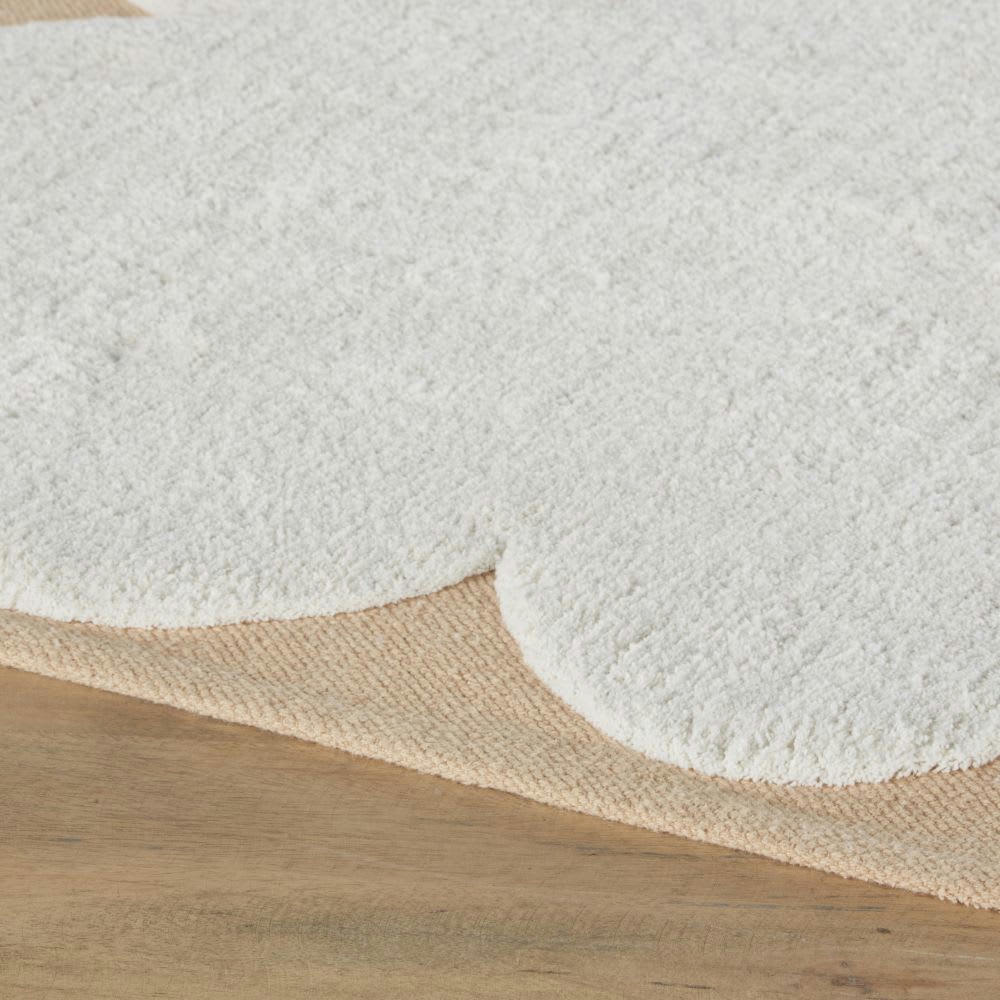 OLULU - Tapis en coton recyclé tufté et tissé beige et blanc cassé 120x180