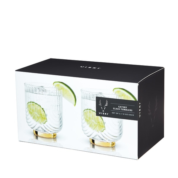 Gatsby Tumblers by Viski - Clear - 4" x 3.25"