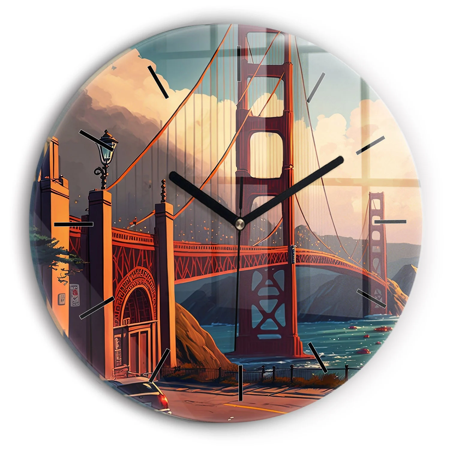 Zegar ze szkła ścienny Most w San Francisco fi30