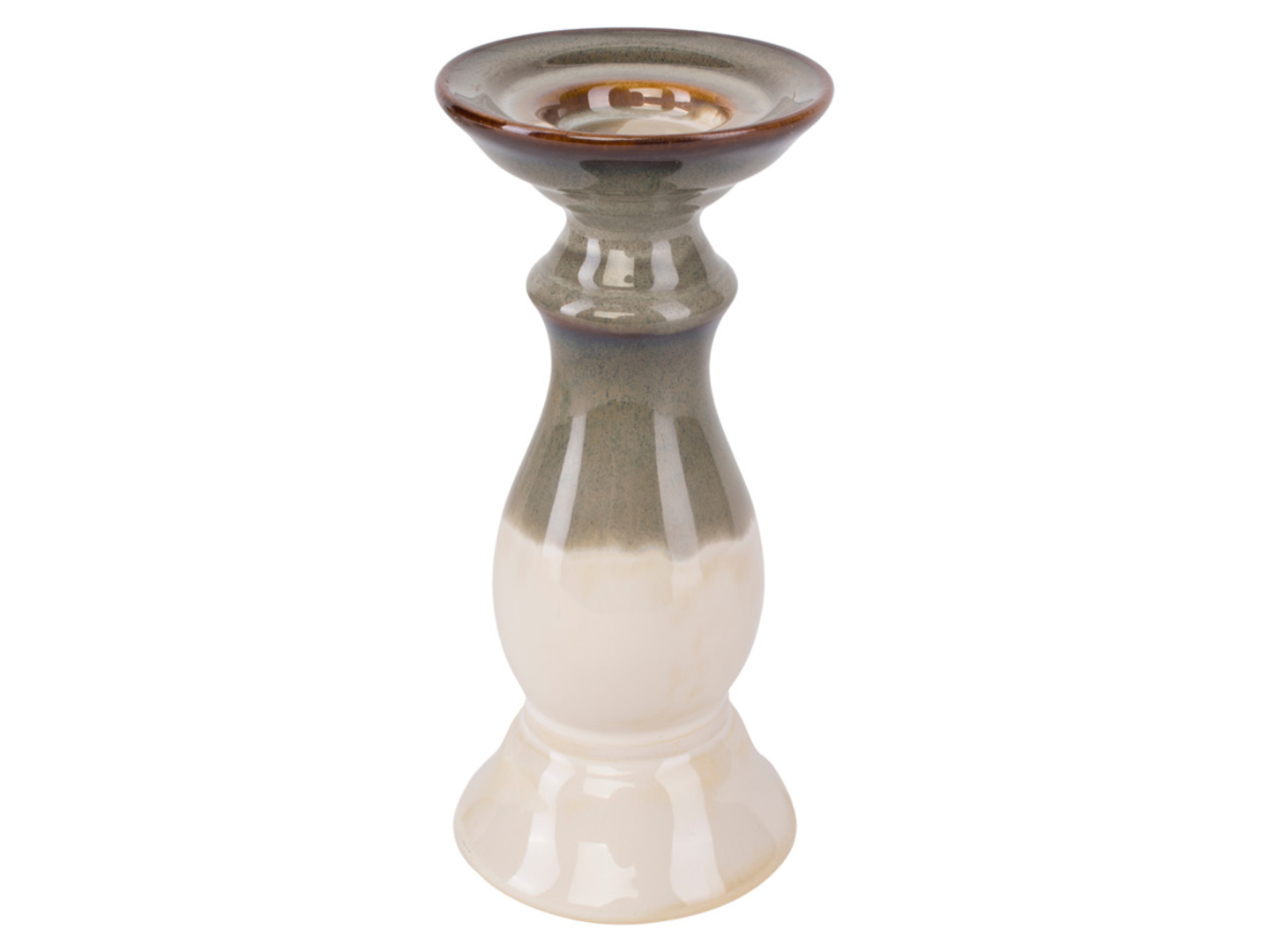 Świecznik ceramiczny Blanka 13 cm beżowo-kremowy