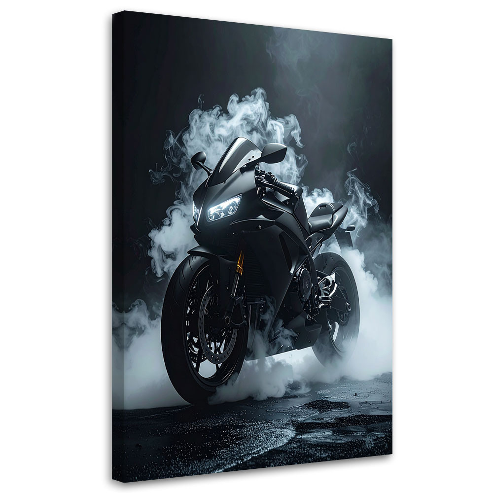 Obraz do salonu biura pokoju młodzieżowego, Czarny Motocykl Motor 20x30