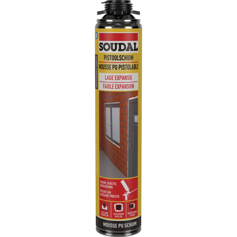 Mousse Pu pistolable Faible Expansion 750 ml SOUDAL