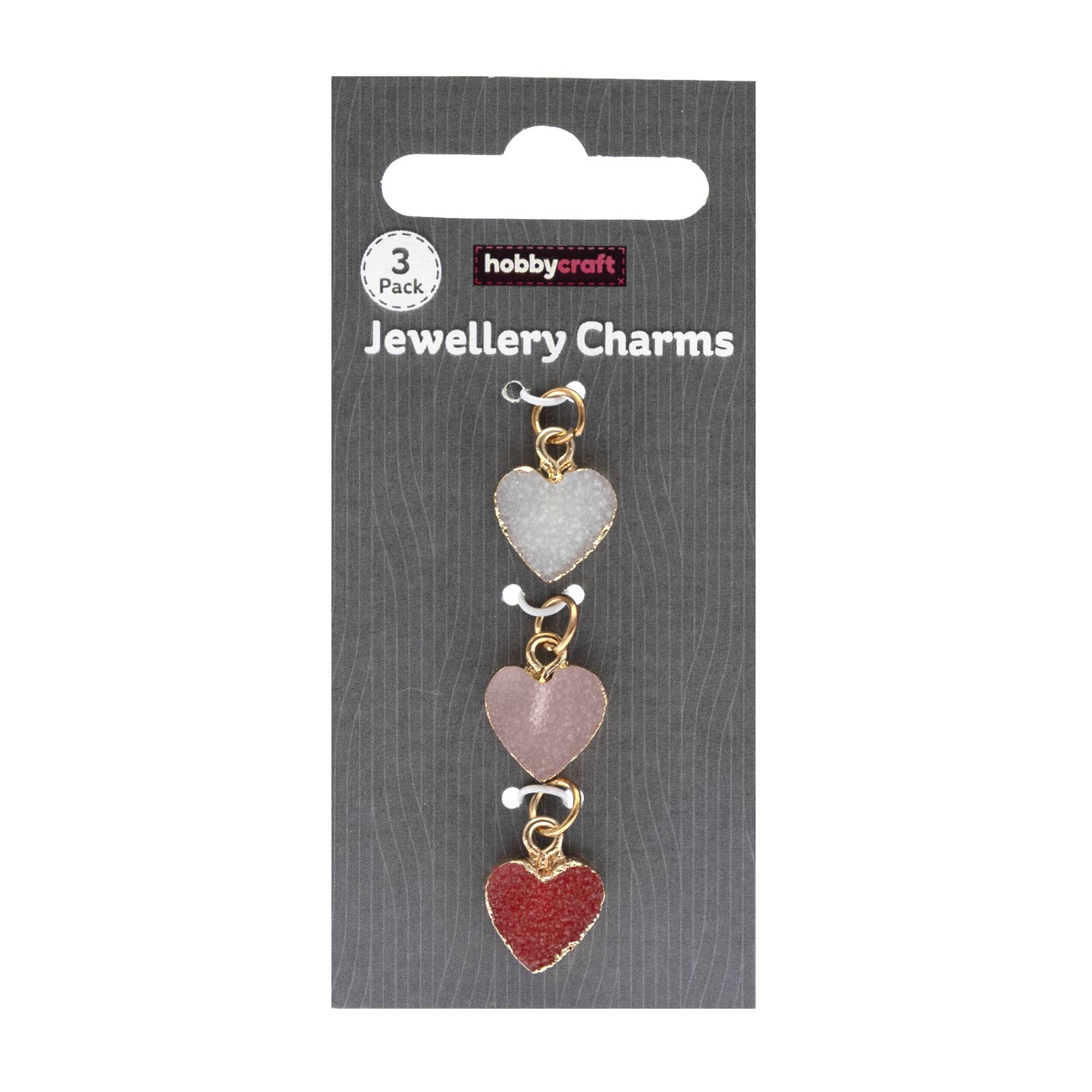 Gold Heart Jewellery Charms 3 Pack