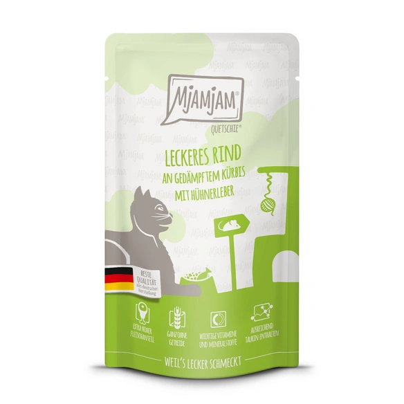 Katzen-Nassfutter »Quetschie leckeres Rind an gedämpftem Kürbis«