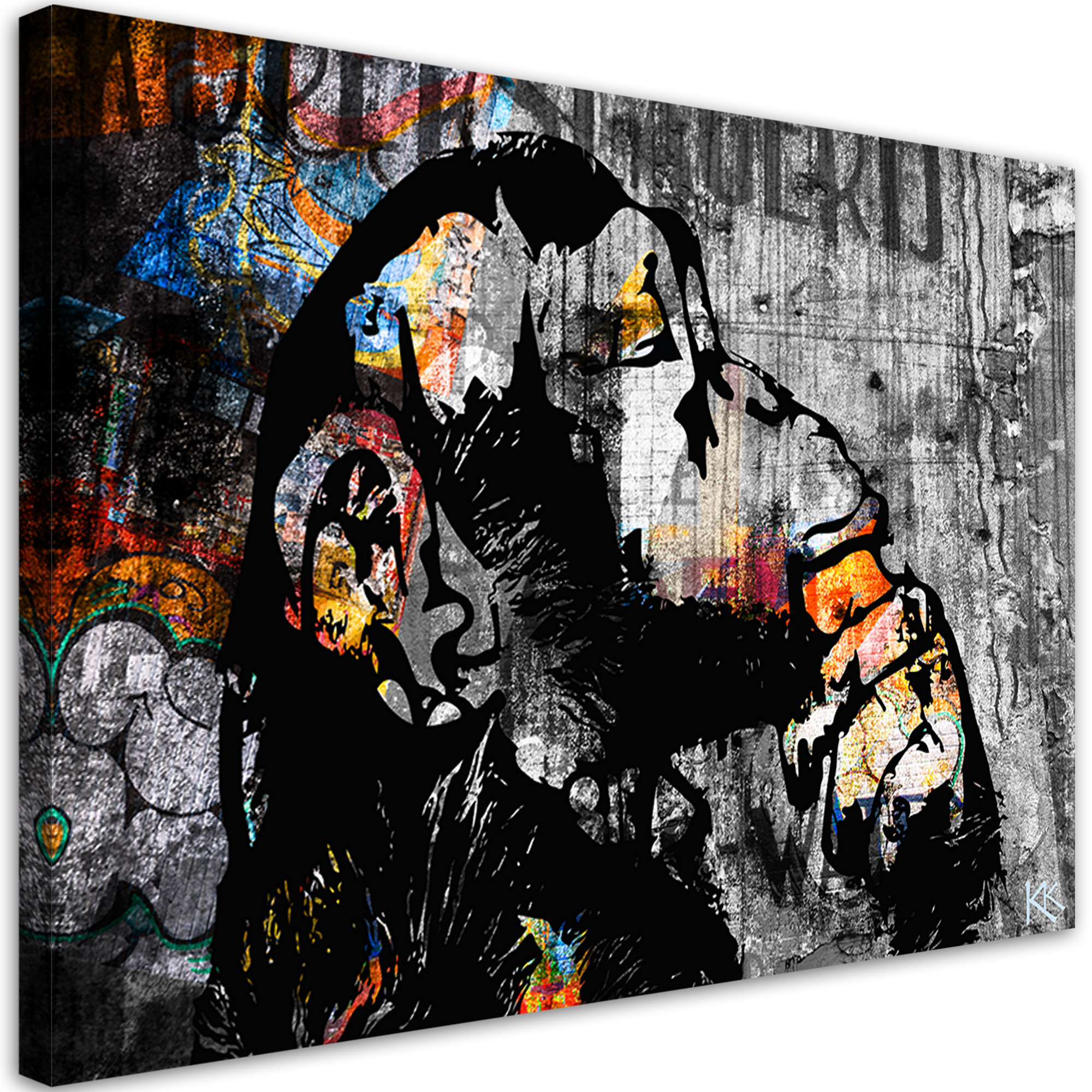 Feeby Obraz na płótnie, Street art Banksy małpa abstrakcja 60x40