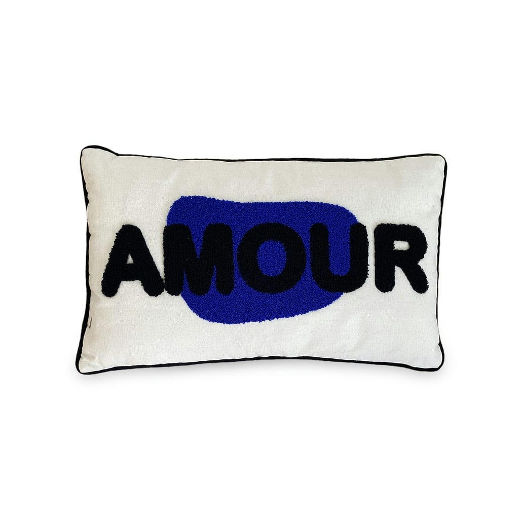 COUSSIN TOILE - Coussin bleu noir 30x50cm