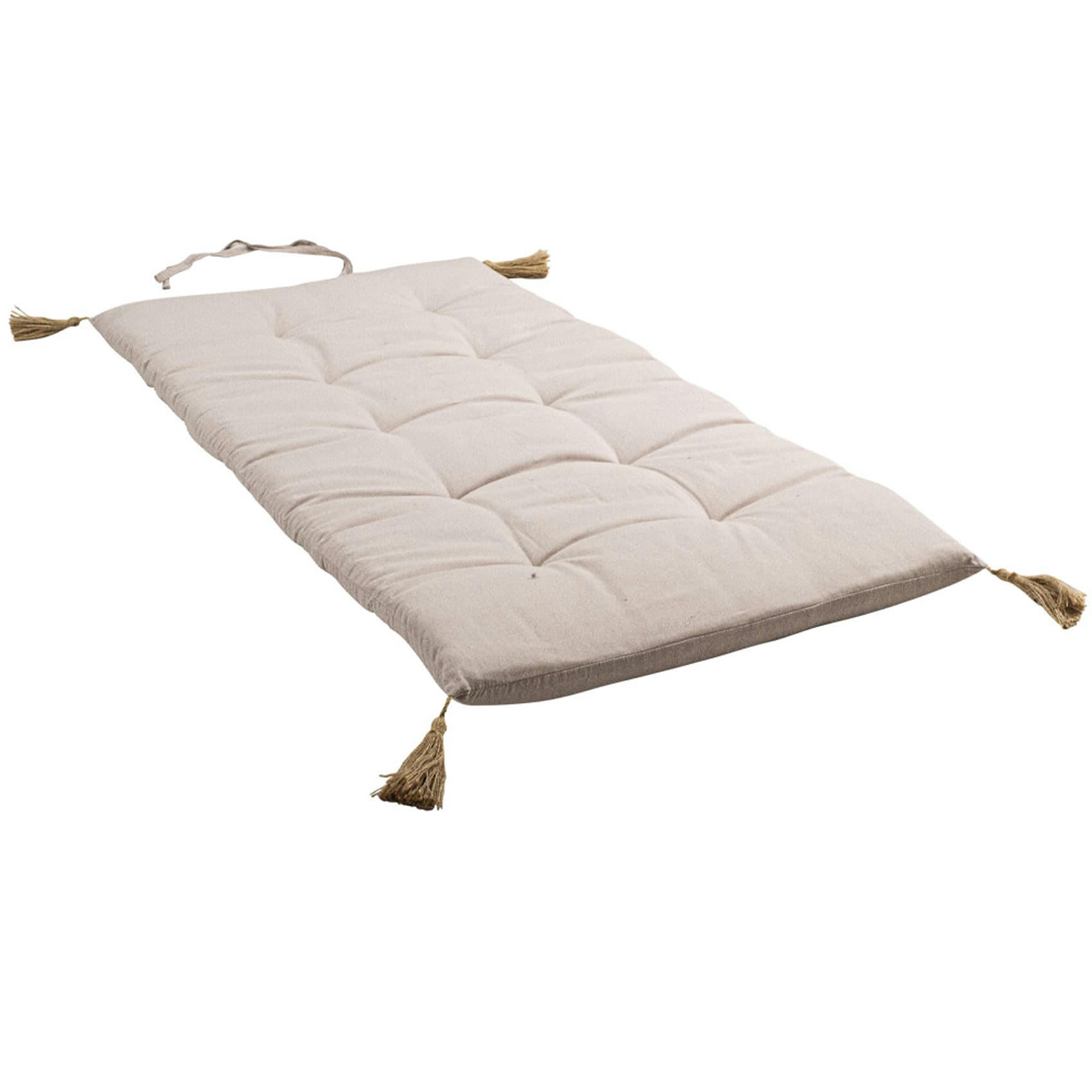 - Futon coloré avec 4 pompons en jute polyester/coton naturel 60x120 cm