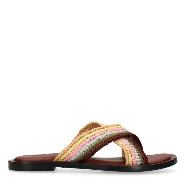Multicolor gevlochten slippers
