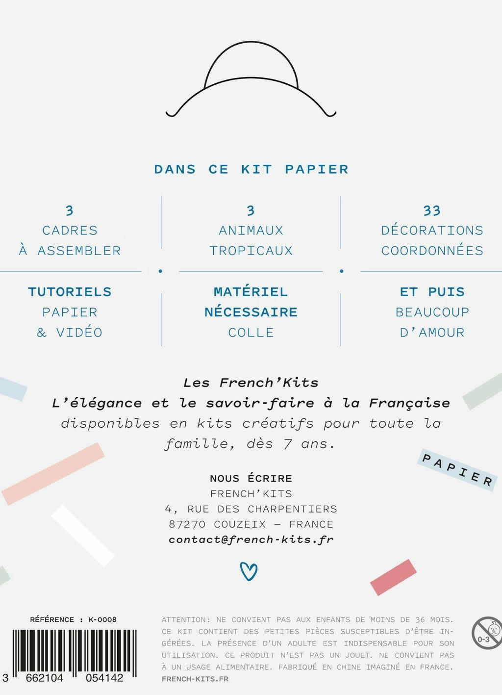 PAPETERIE - Kit pour créer 3 cadres décos animaux en papier
