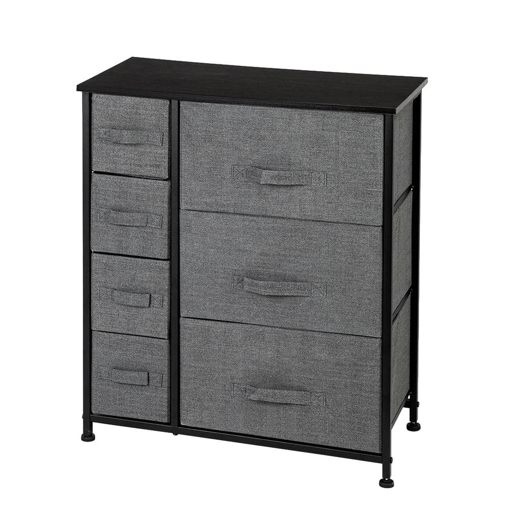 Dresser with 3 Big 4 Small Drawers,Furniture Storage Tower Unit,Grey