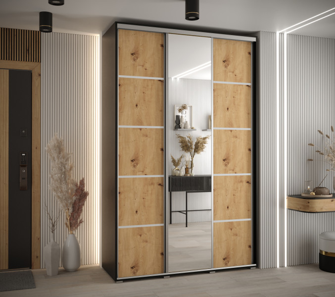 Szafa przesuwna 45 wysoka Davos 5 160 czarny artisan srebrny