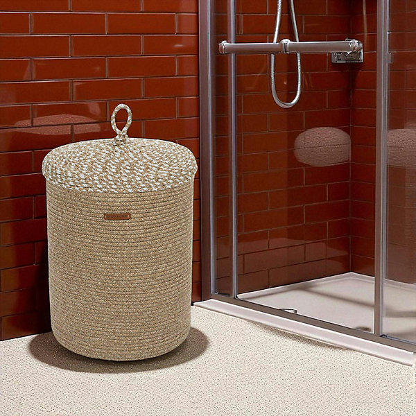 Panier de rangement rond beige, avec couvercle IZMIR