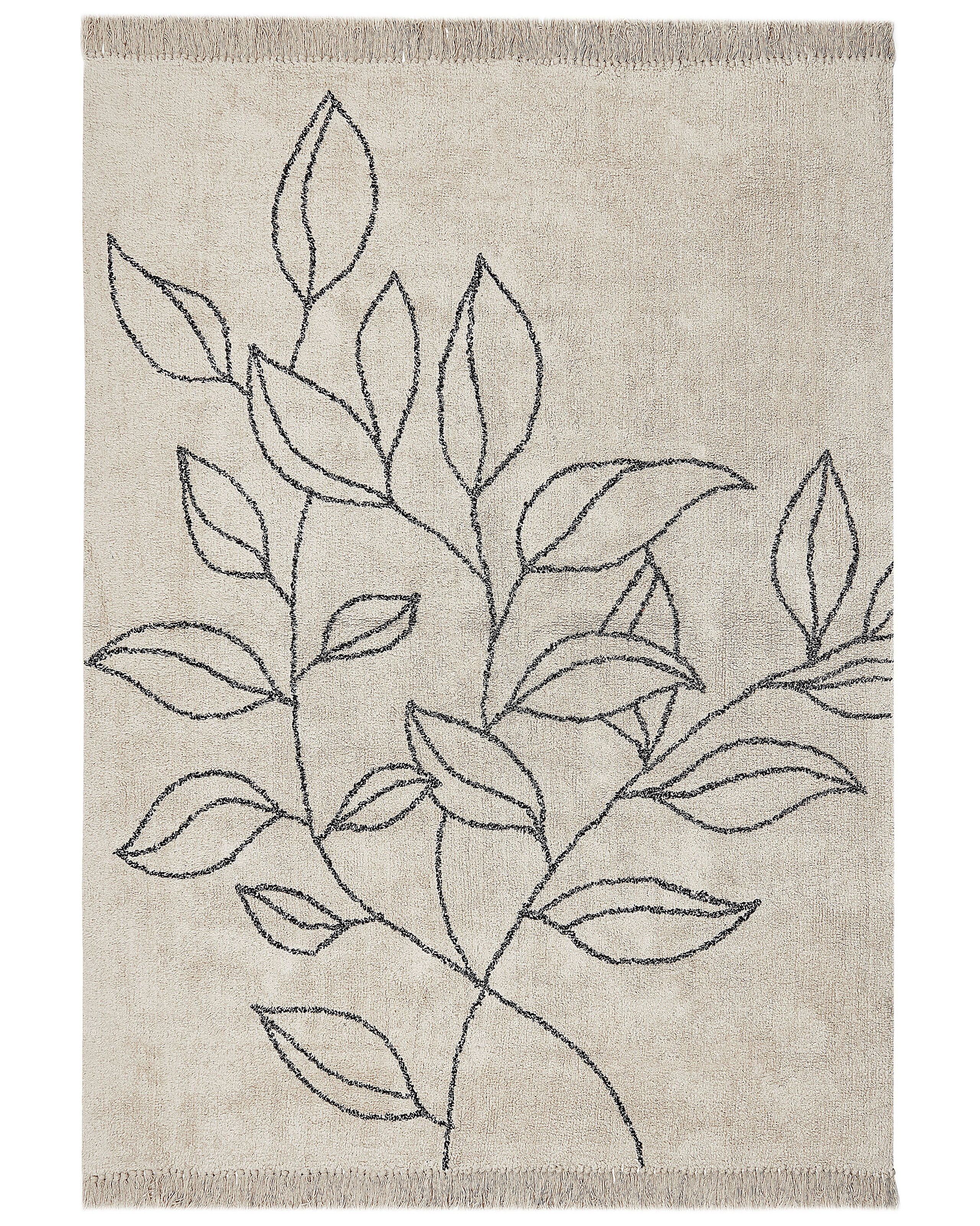Dywan bawełniany liście 160x230 cm beżowo-czarny