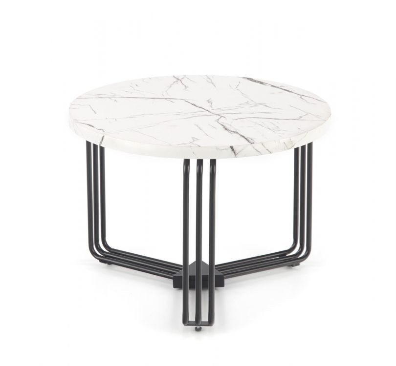 Stolik kawowy ANTICA M 55x55 biały marmur/czarny