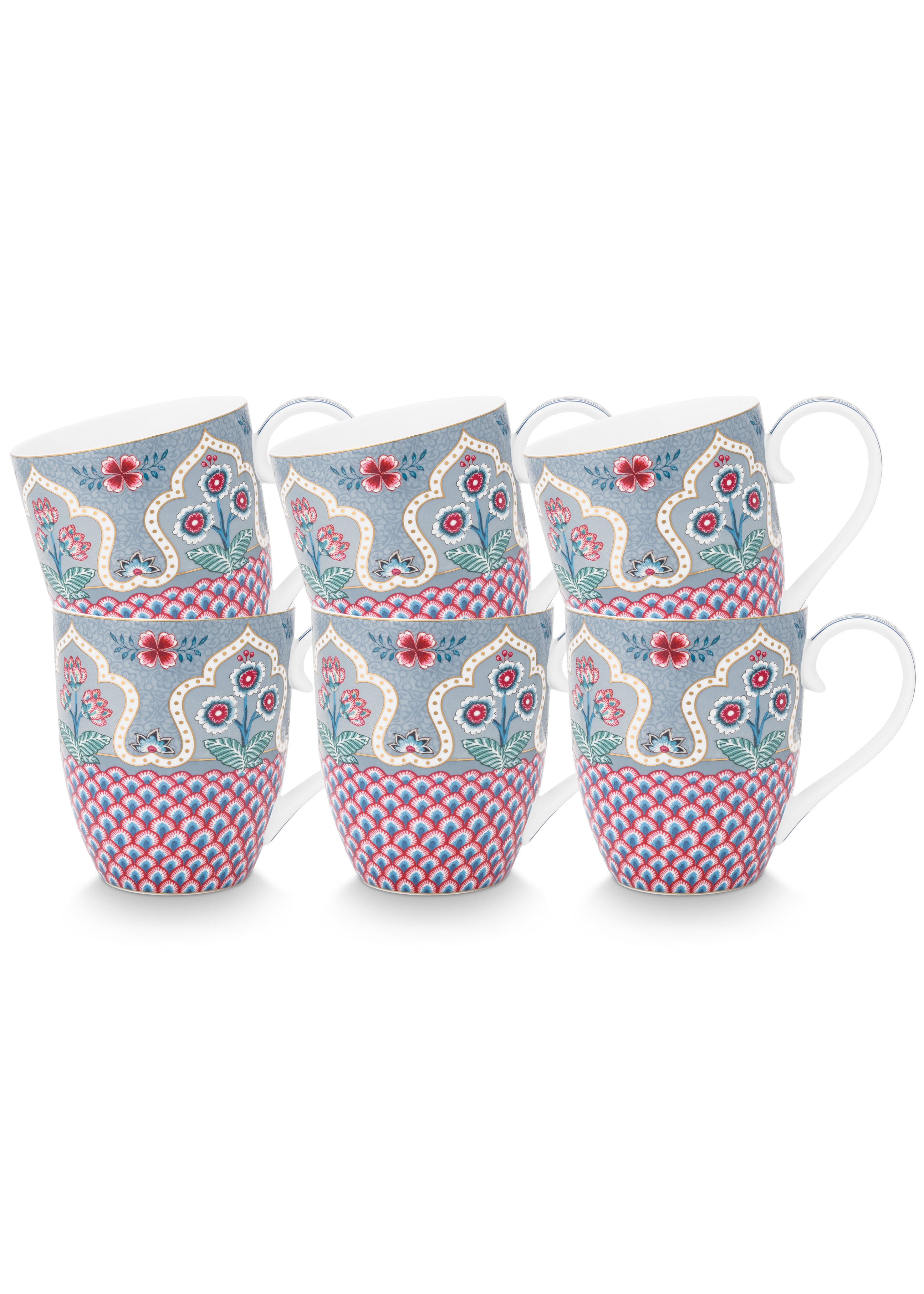 Pip Studio - Flower Festival Mokken - Servies set van 6 - 450ml
