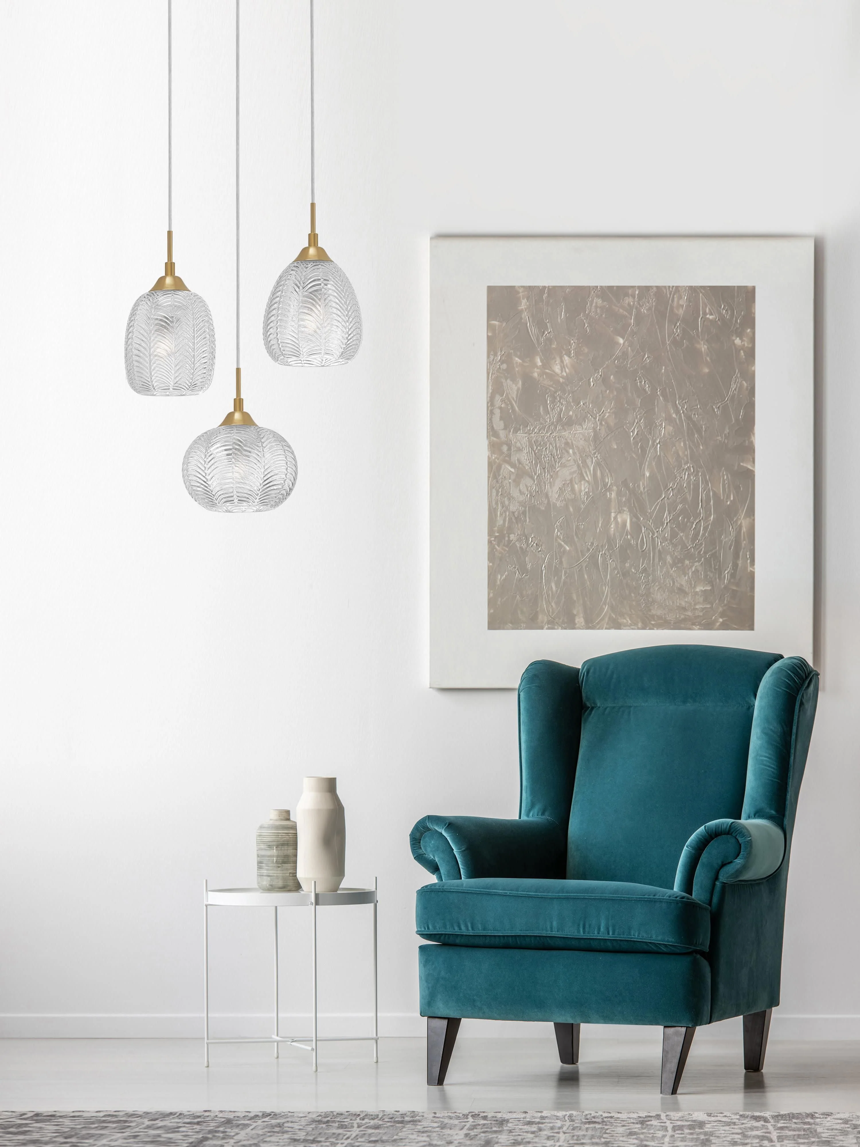 Cluster-Pendelleuchte Vario aus satiniertem Glas