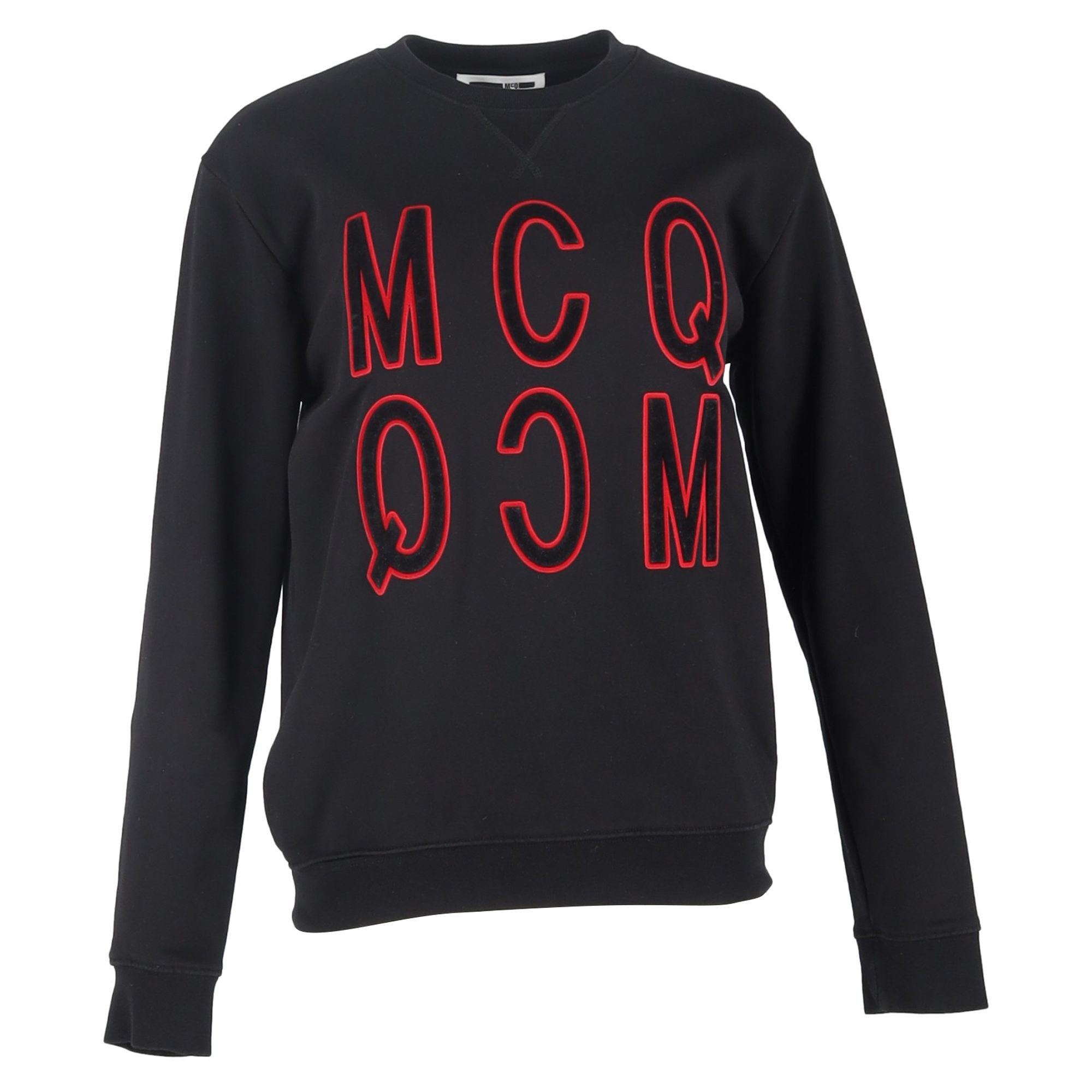 Alexander McQueen Preloved Velvet Logo Jumper in Black Cotton