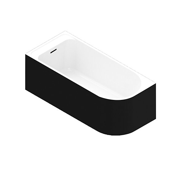 Baignoire adossée pour angle gauche 170x75 cm Oguta noir mat