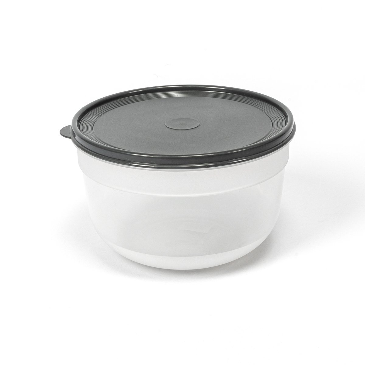 Caixa redonda com tampa cinza 4l