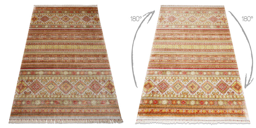 Dywan HERIZ A0986B Orientalny beż / bordo - z bambusowej 170x240 cm