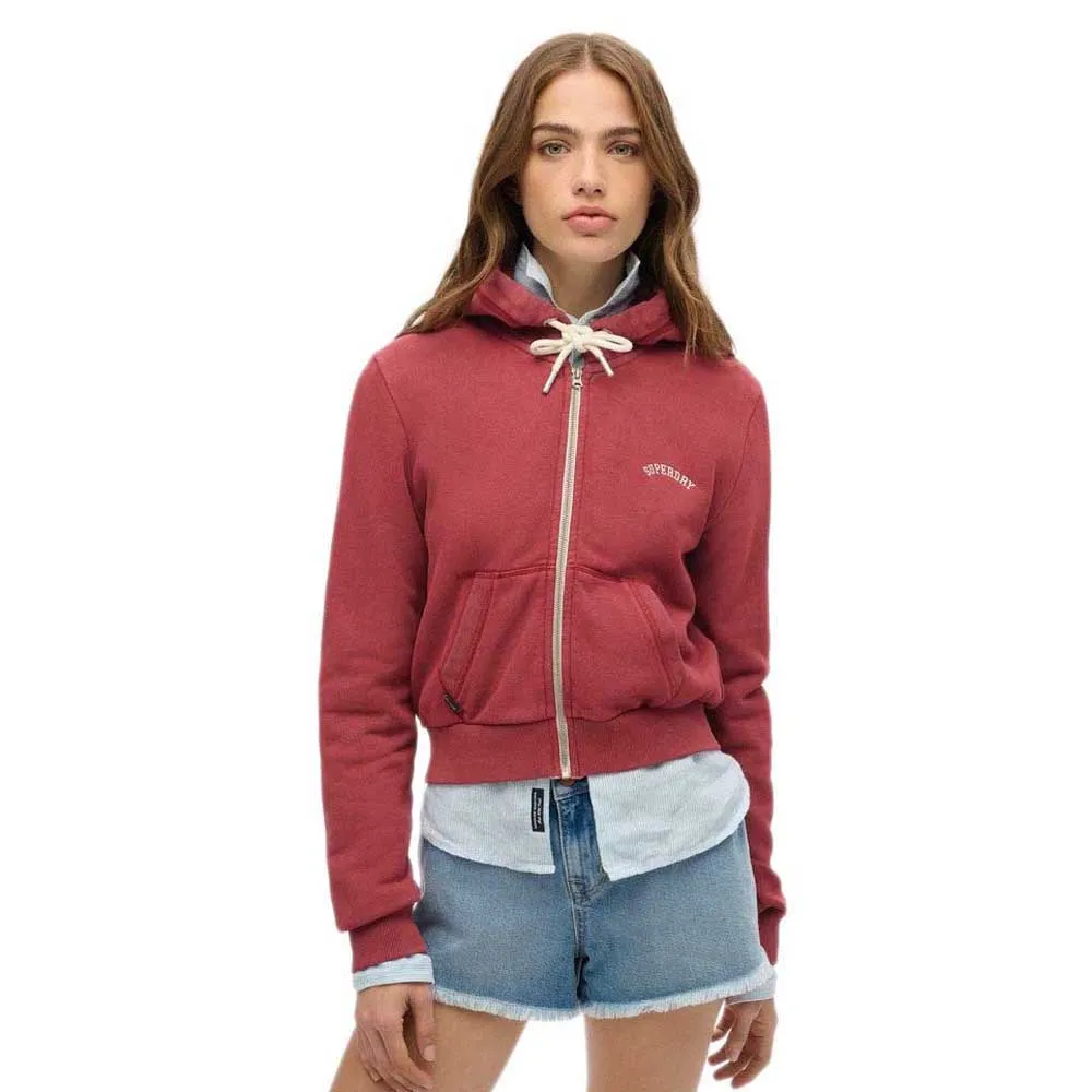 Superdry Essential Logo Cropped full zip sweatshirt
