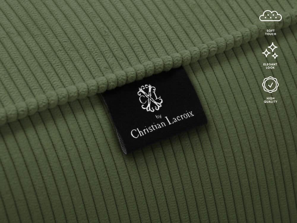 TENDANCE - Canapé d'angle 5 places en tissu structuré vert