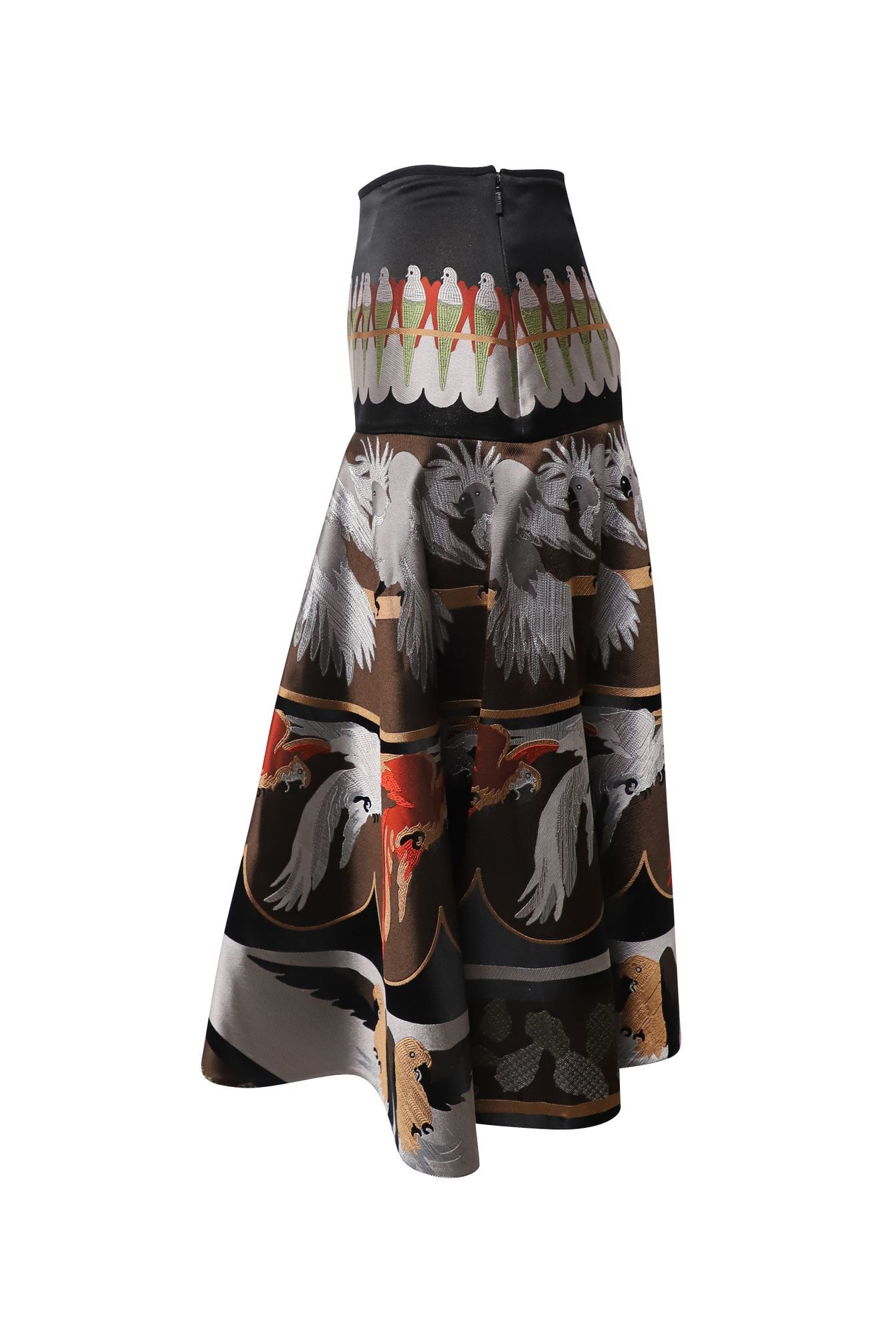 Fendi Preloved Parrot Print Skirt in Multicolor Silk