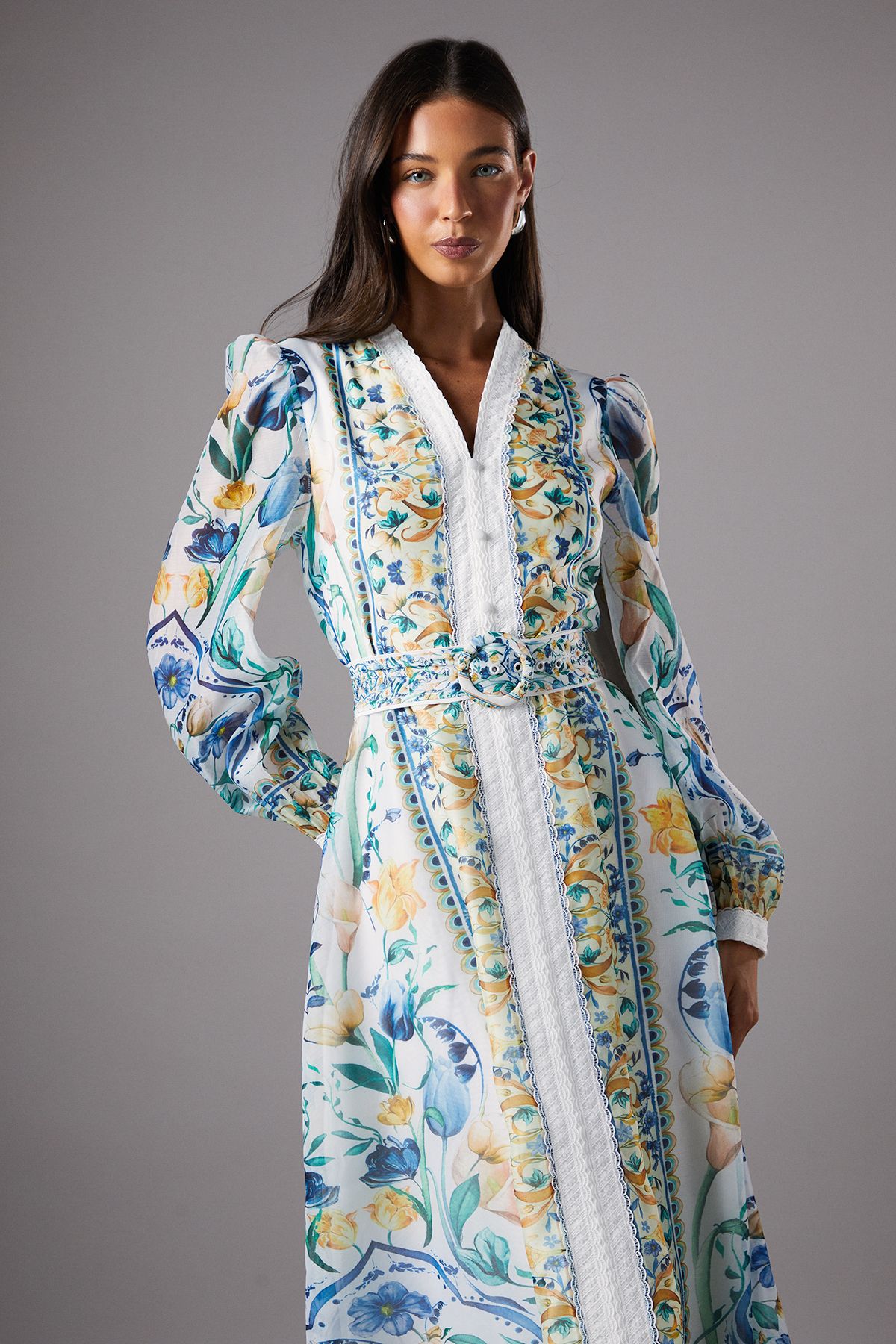 Coast Boarder Printed Organza Shirt Dress