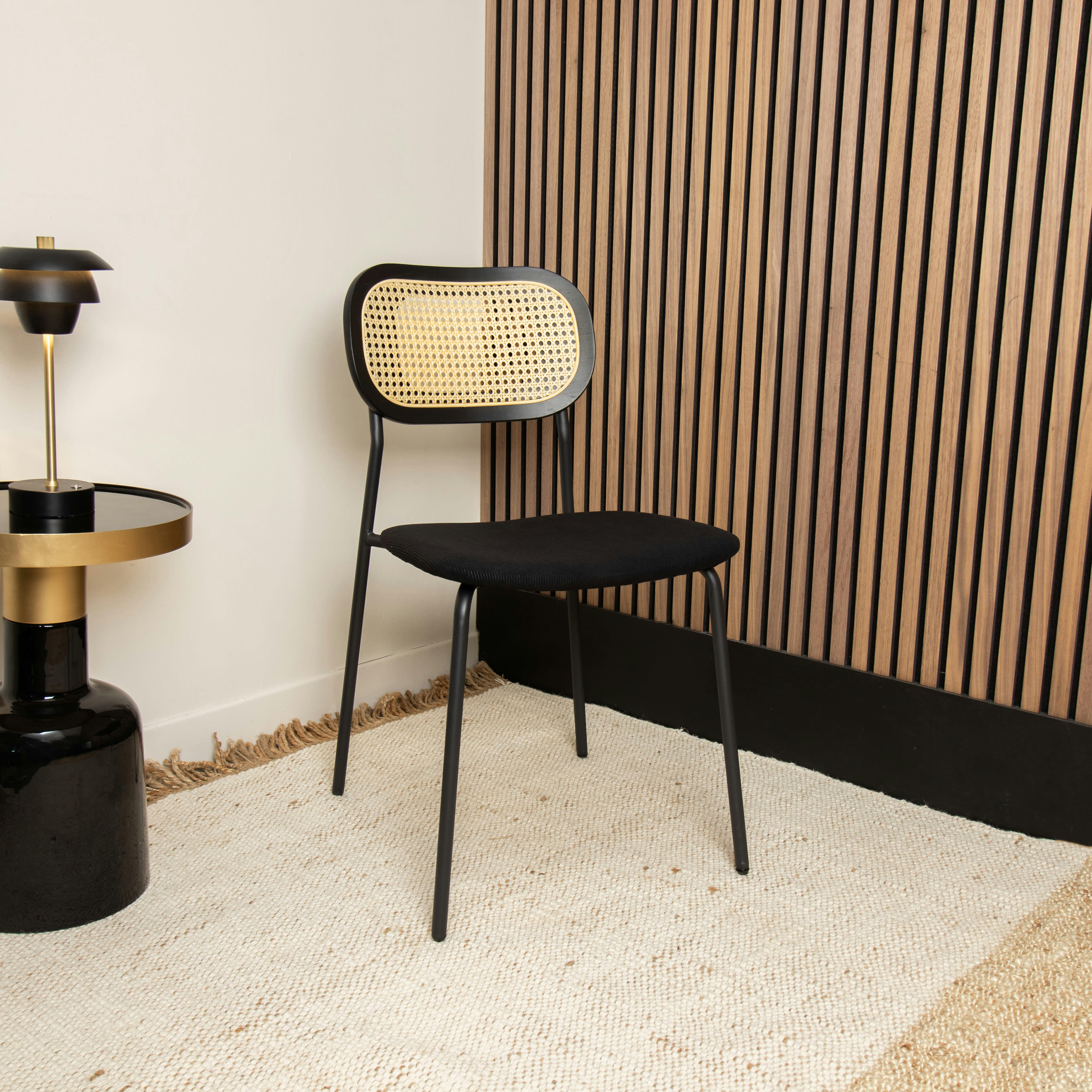 NOSARA - Lot de 2 chaises en bois et velours et pieds en métal